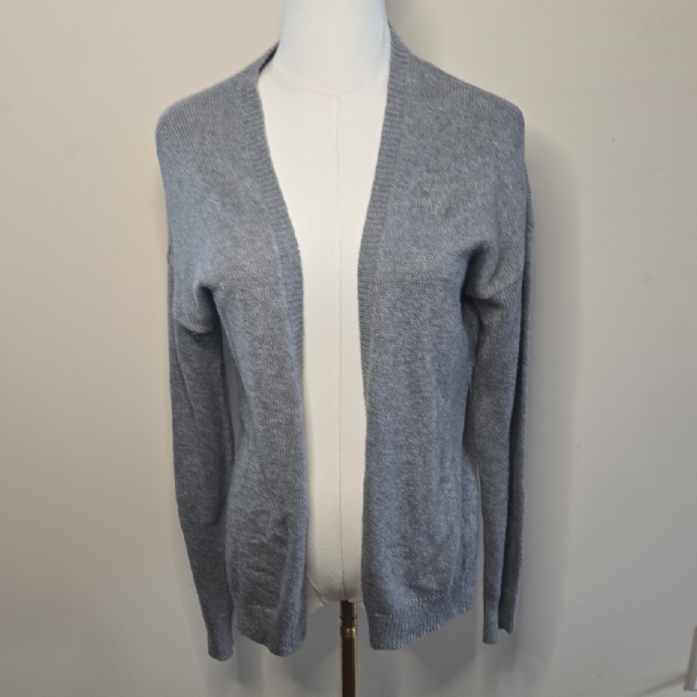 Abercrombie & Fitch Light Gray Cardigan Open Front Iconic Moose Logo Y2K Inspire